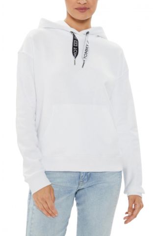 TOMMY HILFIGER TJW BXY LOGO DRAWCORD HOODIE EXT WHITE