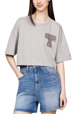 TOMMY HILFIGER TJW LETTERMAN TEE SILVER GREY HTR