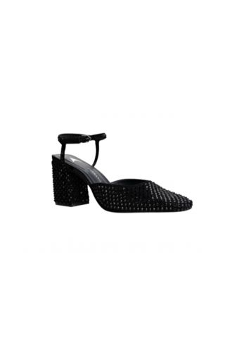 CARRANO E68600 NOBUCK SKIN MEDIUM HEELS SANDALS WITH CRISTAL ALL OVER SUEDE LEATHER BLACK