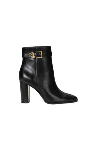 LAUREN RALPH LAUREN 100% COW LEATHER BAILEY-BOOTS-BOOTIE BLACK