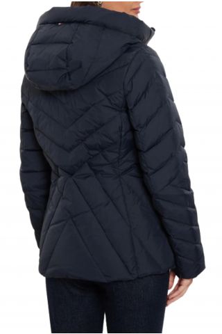 TOMMY HILFIGER CHEVRON MW DOWN JACKET NAVY BLUE DW5