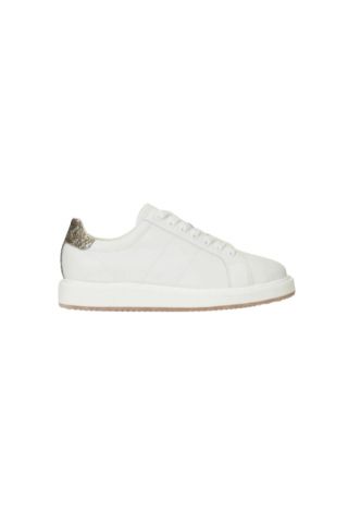 LAUREN RALPH LAUREN 100% COW LEATHER ANGELINE 4-SNEAKERS-LOW TOP LACE WHITE