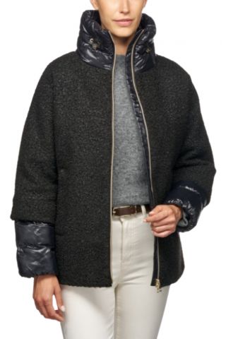 GEOX W CALITHE JACKET WITH DECORATIVE ECO FUR OUTSIDE P APPAREL 100% PL/PA - BLACK