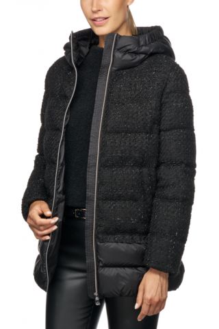 GEOX W MANILVA PARKA JACKET WITH OUTER KNIT FABRIC AND RHINESTONES 100% PL/PA - BLACK