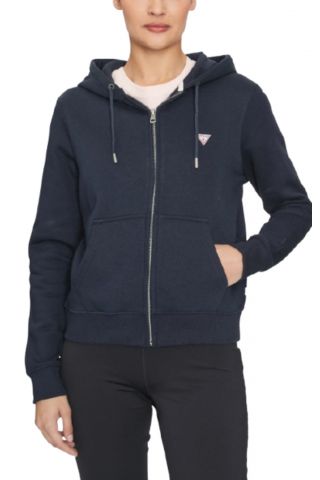 GUESS GJ ZIP HOOD REG MINI - ORGANIC CO /PL SOFT FLEECE 350 DARK BLUE