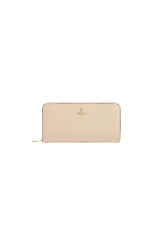 FURLA CAMELIA L ZIP AROUND SLIM 100% LEATHER DESERTO+VANIGLIA