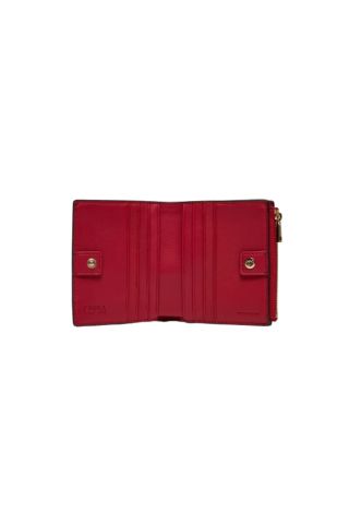 FURLA SFERA S COMPACT BIFOLD SLIM 100% LEATHER ROSSO VENEZIANO