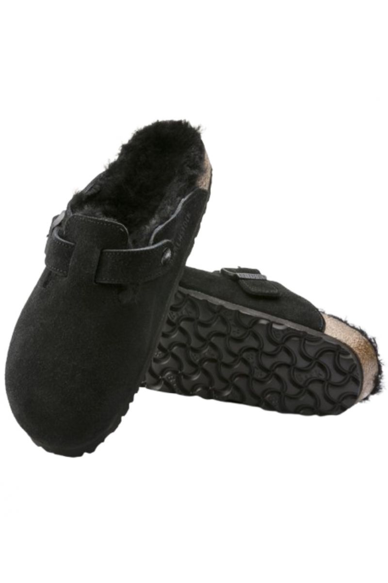 BIRKENSTOCK LEATHER BOSTON SHEARLING LEVE BLACK NARROW CORE ESSENTIAL CLASSIC ADULTS LEA