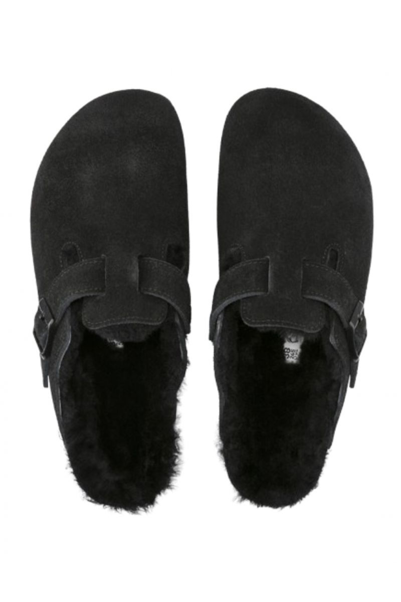 BIRKENSTOCK LEATHER BOSTON SHEARLING LEVE BLACK NARROW CORE ESSENTIAL CLASSIC ADULTS LEA