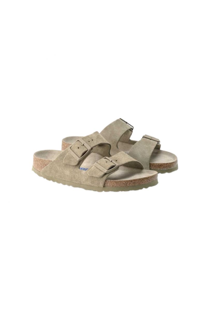 BIRKENSTOCK S25 LEATHER ARIZONA SFB LEVE FADED KHAKI NARROW SEASONAL GERMANY - 357364