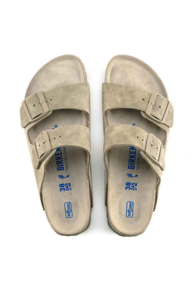 BIRKENSTOCK S25 LEATHER ARIZONA SFB LEVE FADED KHAKI NARROW SEASONAL GERMANY - 357364