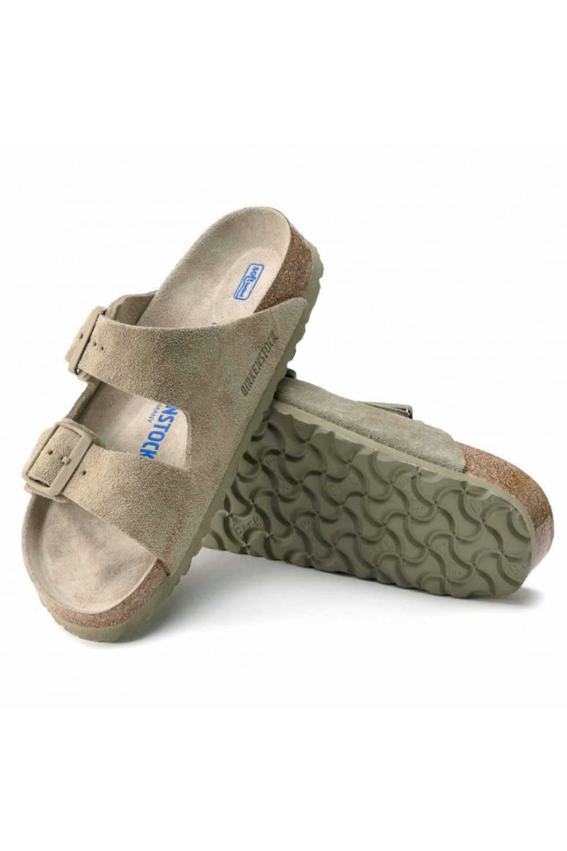 BIRKENSTOCK S25 LEATHER ARIZONA SFB LEVE FADED KHAKI NARROW SEASONAL GERMANY - 357364