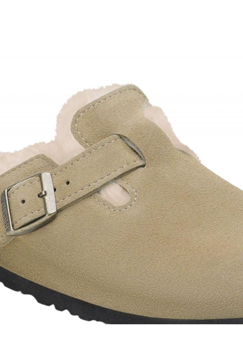 BIRKENSTOCK LEATHER BOSTON SHEARLING LEVE TAUPE LAF NARROW SEASONAL CLASSIC ADULTS LEA GERMANY