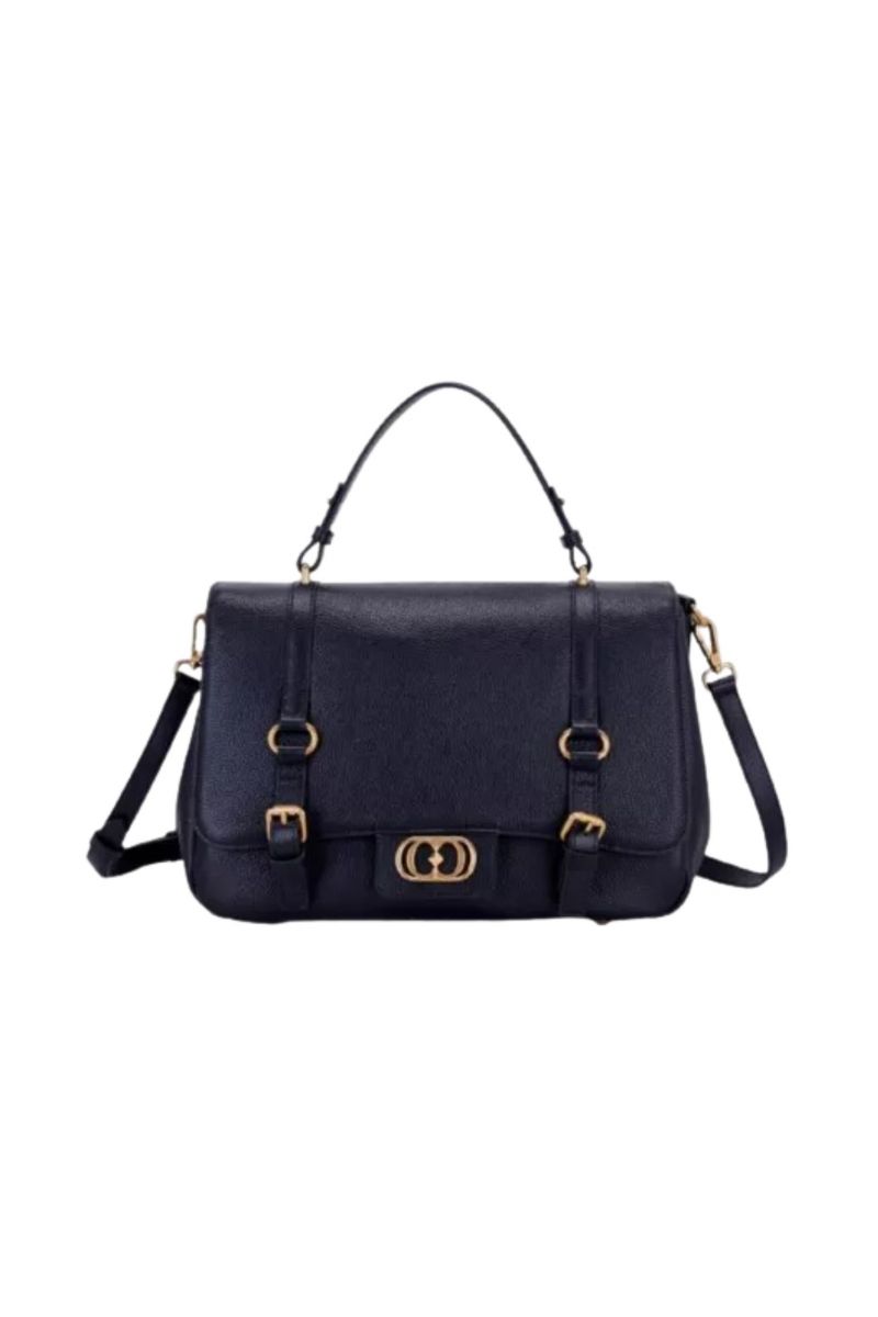 LA CARRIE ATENA LARGE SHOPPER TUMBLED LEATHER BLACK