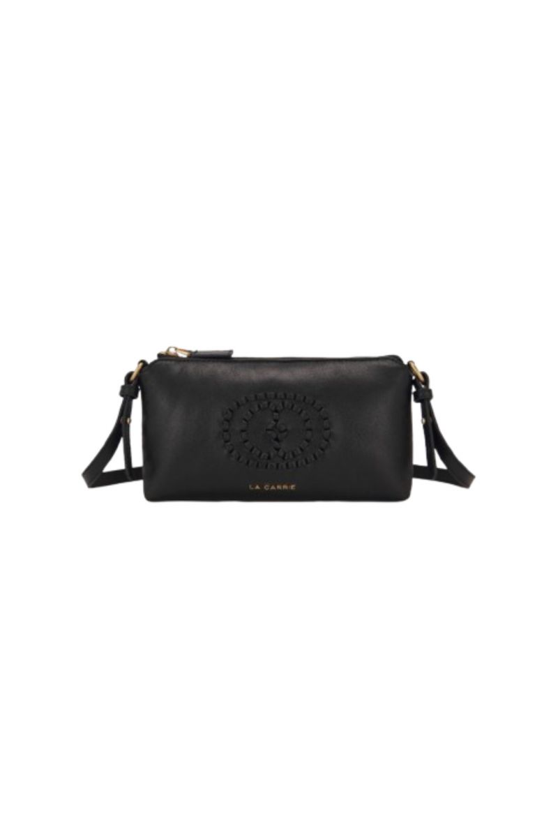 LA CARRIE WOVEN LOGO DOUBLE WALLET_BAG LEATHER BLACK