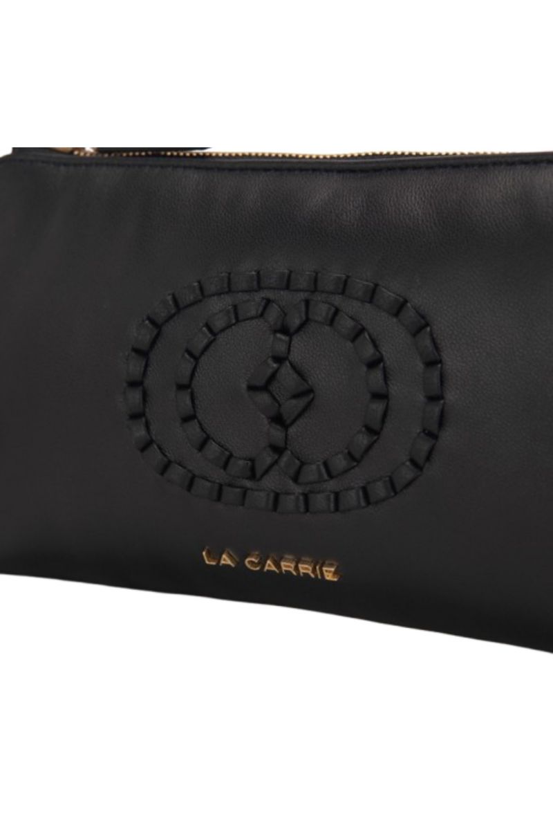 LA CARRIE WOVEN LOGO DOUBLE WALLET_BAG LEATHER BLACK