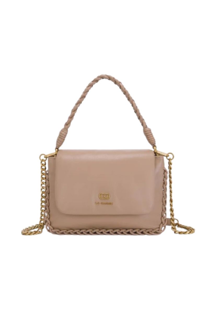 LA CARRIE CURLY LAT. DOUBLE SQUARE HAND BAG LEATHER BEIGE