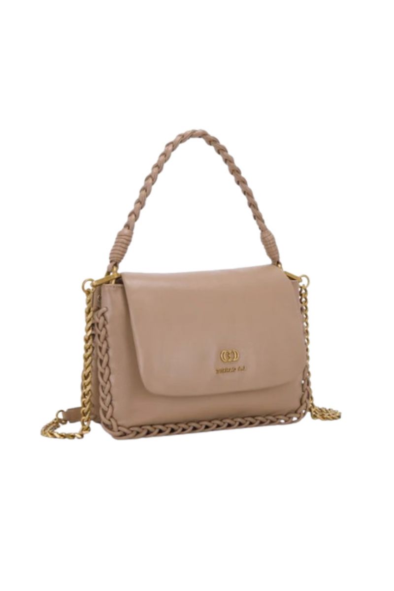 LA CARRIE CURLY LAT. DOUBLE SQUARE HAND BAG LEATHER BEIGE