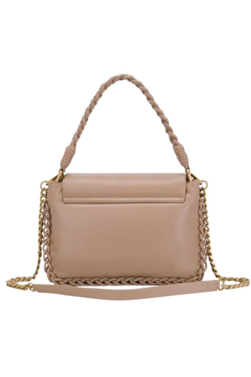 LA CARRIE CURLY LAT. DOUBLE SQUARE HAND BAG LEATHER BEIGE