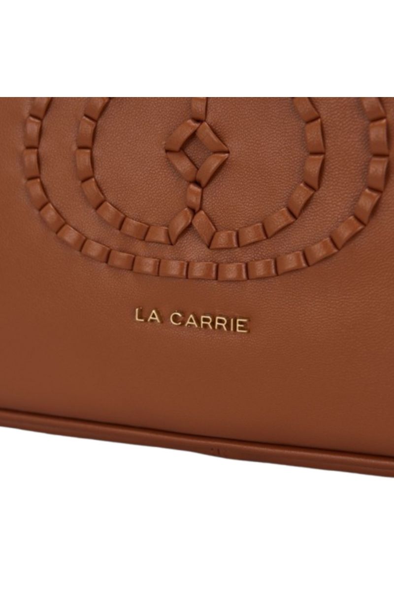 LA CARRIE WOVEN LOGO MARYGRACE BIG HAND LEATHER CUOIO