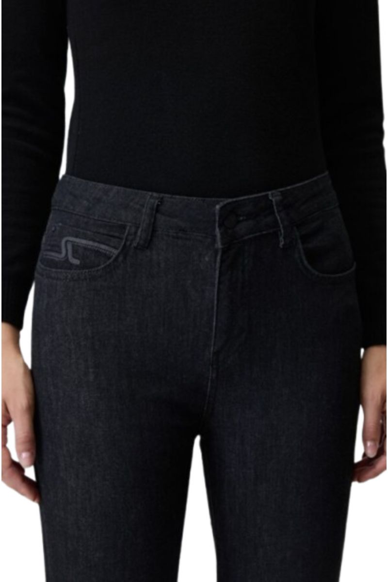 SARAH LAWRENCE JEANS PANT 5 POCKET HW STR BLACK