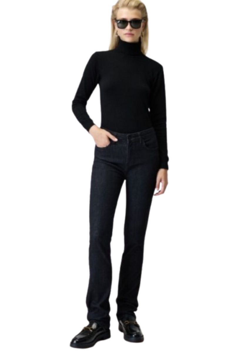 SARAH LAWRENCE JEANS PANT 5 POCKET HW STR BLACK