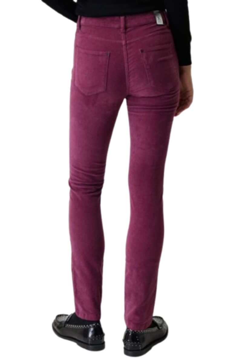 SARAH LAWRENCE TROUSER VELOUR 5 POCΚETS 96.5%COT,3.5%EL BERRY