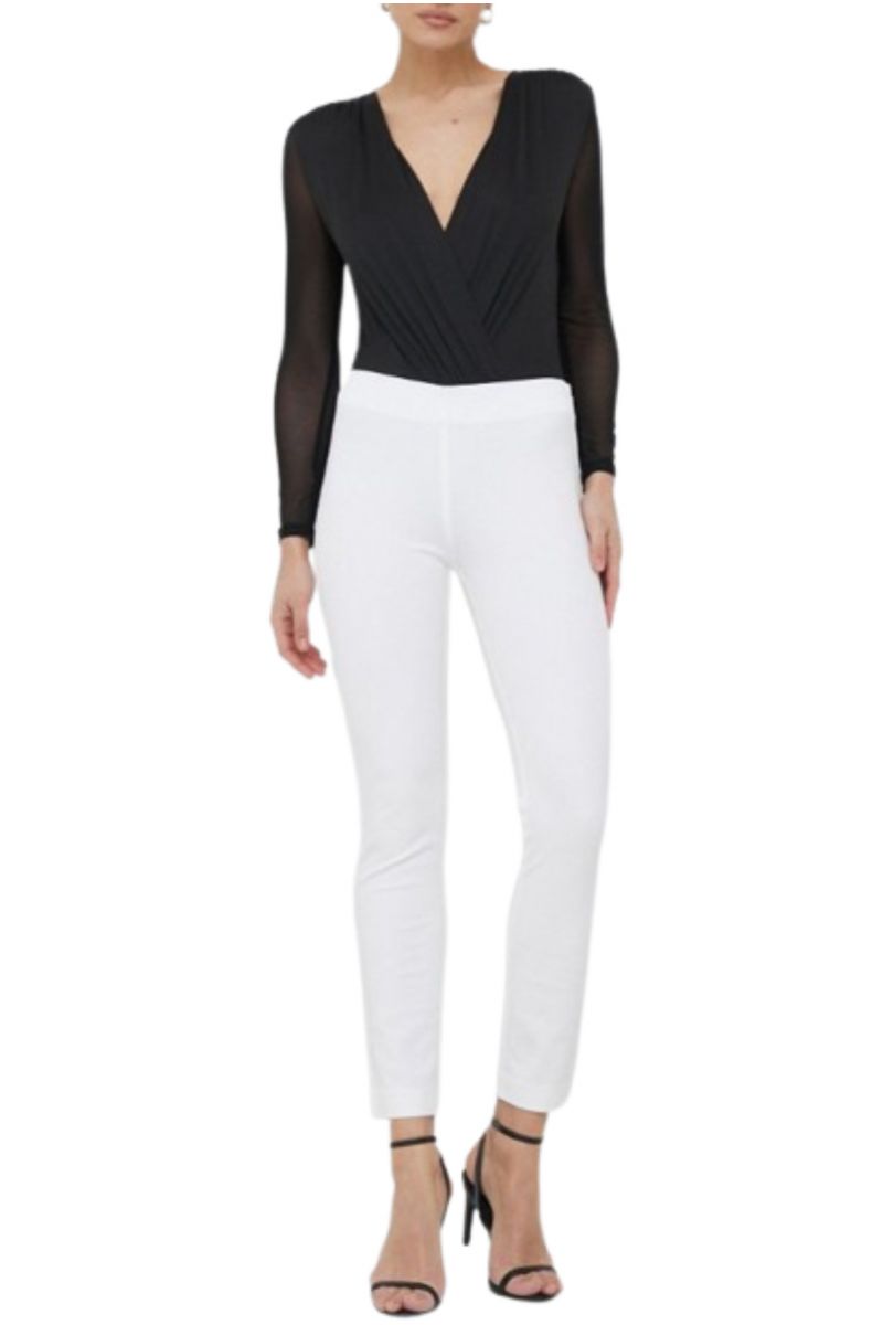 LAUREN RALPH LAUREN PLSHD BI STR TWILL-PANT WHITE - 358047