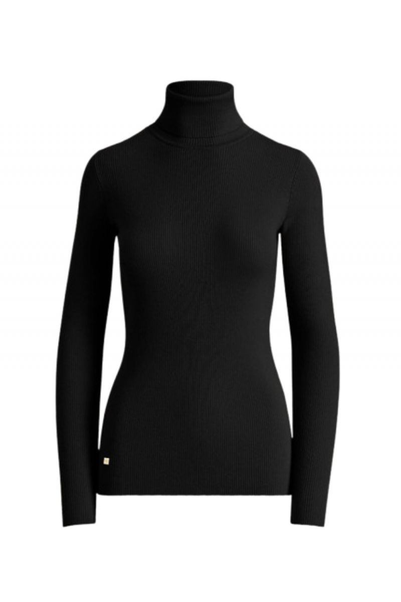 LAUREN RALPH LAUREN STRETCH COTTON MODL-L/S TURTLE NECK BLACK