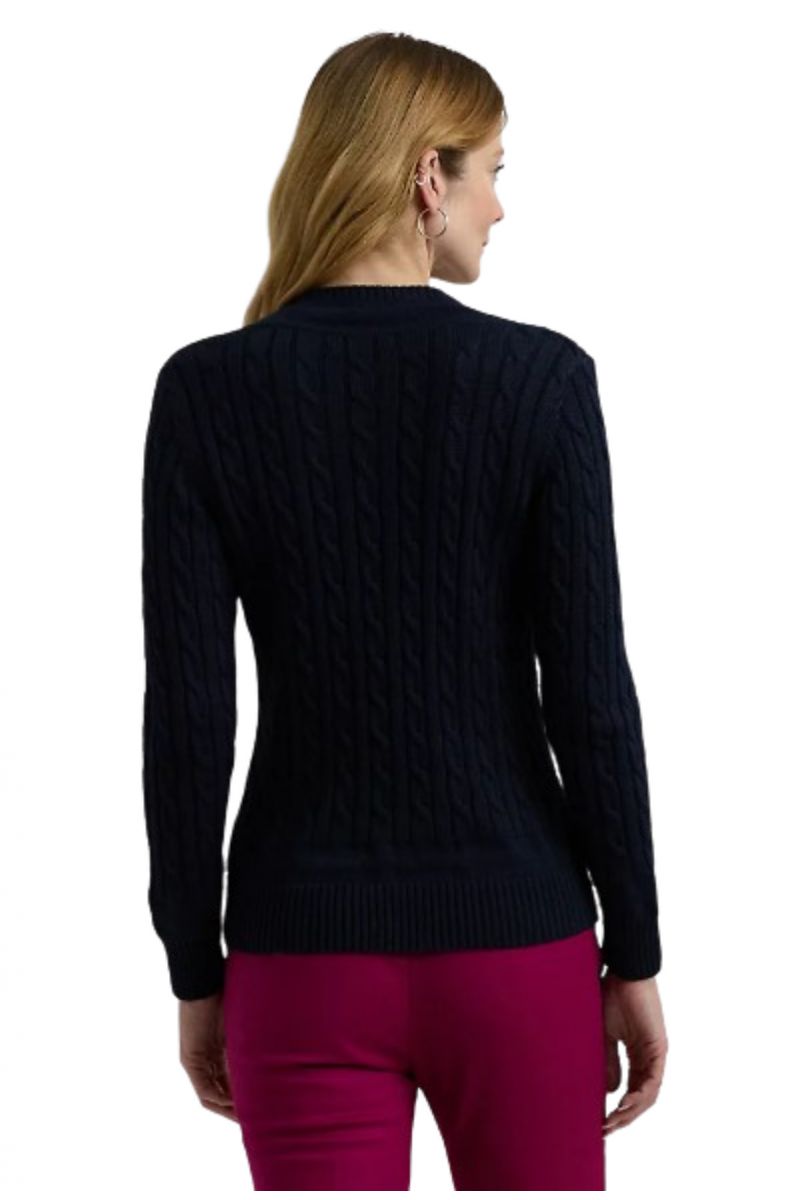 LAUREN RALPH LAUREN BRIGHT RAYON/COTTON SWEATER LAUREN NAVY BLUE