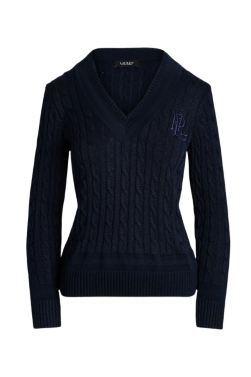 LAUREN RALPH LAUREN BRIGHT RAYON/COTTON SWEATER LAUREN NAVY BLUE