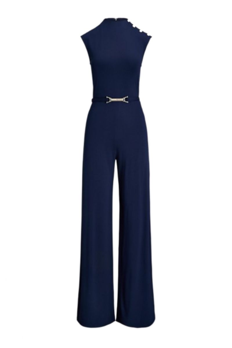 LAUREN RALPH LAUREN INTERLOCK-JUMPSUIT LAUREN NAVY BLUE