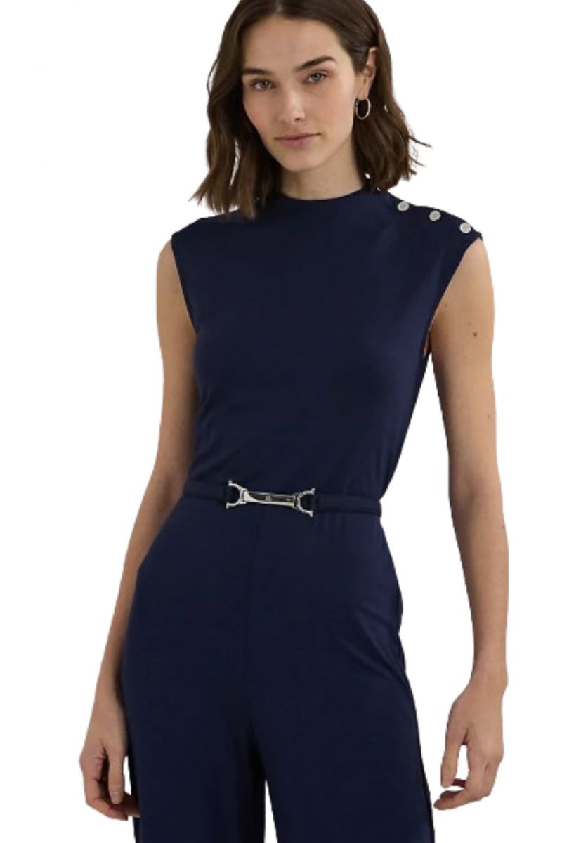 LAUREN RALPH LAUREN INTERLOCK-JUMPSUIT LAUREN NAVY BLUE