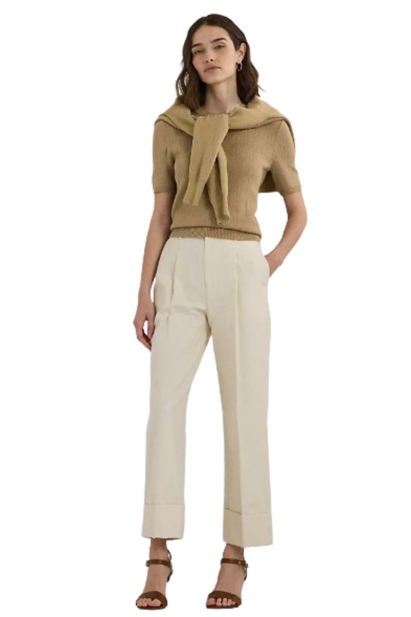 LAUREN RALPH LAUREN BRIGHT RAYON/COTTON SWEATER LAUREN TAN