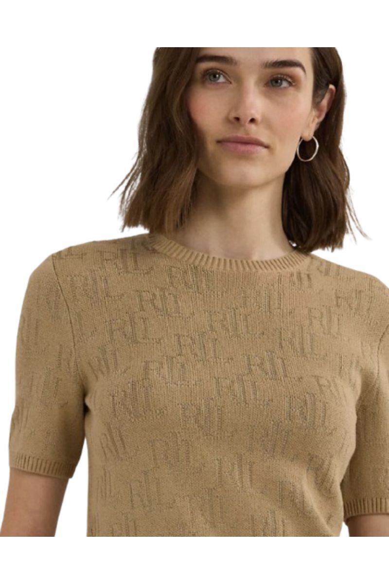 LAUREN RALPH LAUREN BRIGHT RAYON/COTTON SWEATER LAUREN TAN