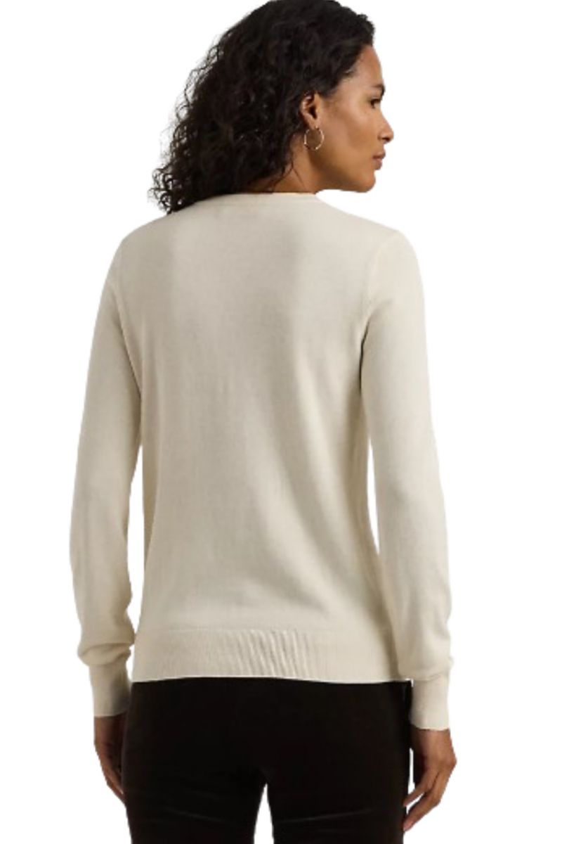 LAUREN RALPH LAUREN COTTON MODAL-LS SWEATER CREAM ECRU