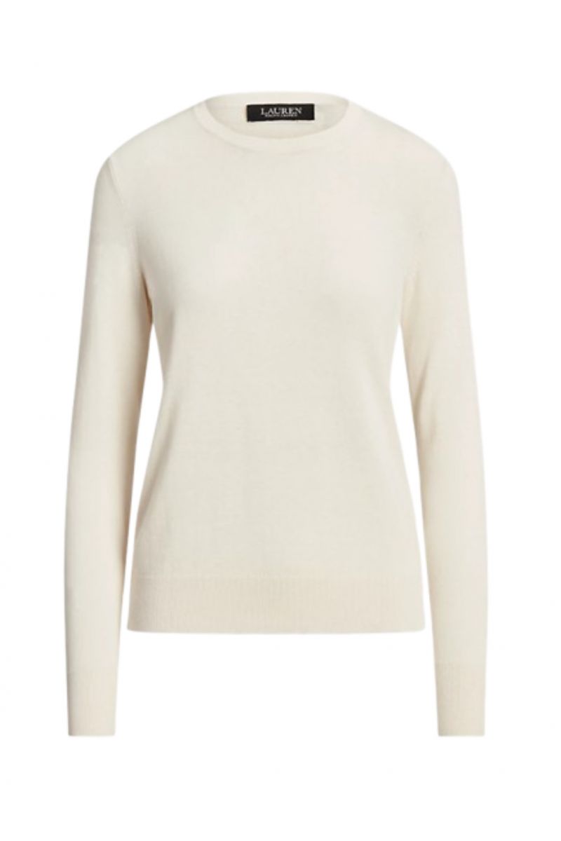 LAUREN RALPH LAUREN COTTON MODAL-LS SWEATER CREAM ECRU