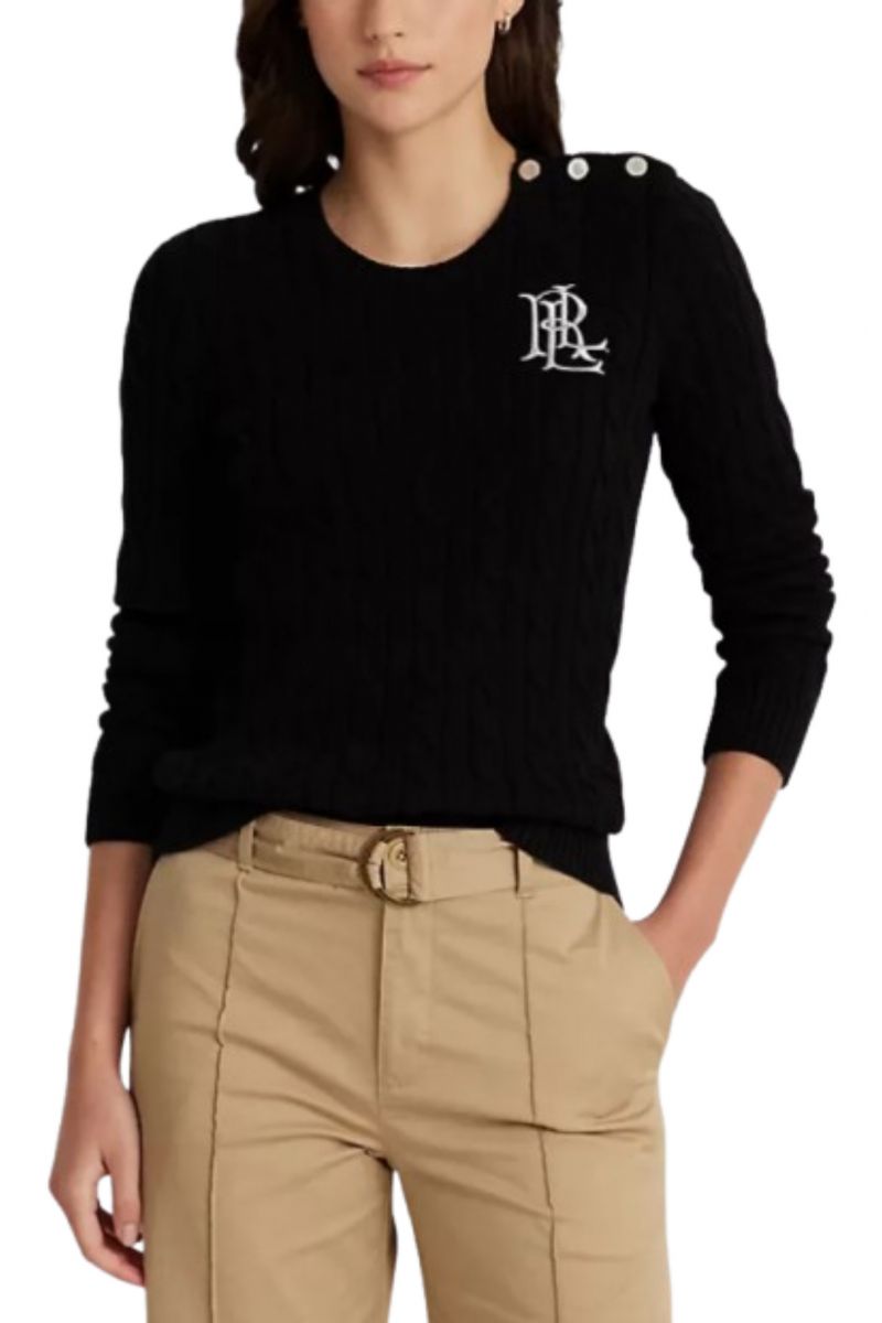 LAUREN RALPH LAUREN GASSED COTTON-SWEATER BLACK