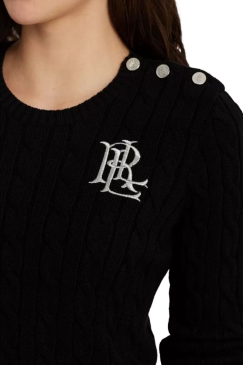 LAUREN RALPH LAUREN GASSED COTTON-SWEATER BLACK