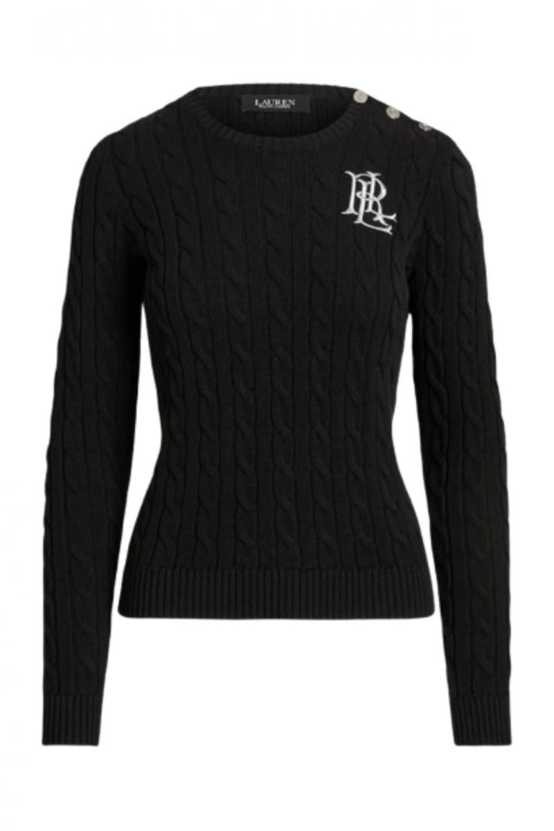 LAUREN RALPH LAUREN GASSED COTTON-SWEATER BLACK