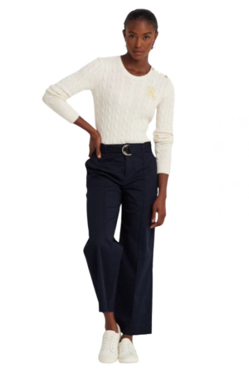 LAUREN RALPH LAUREN GASSED COTTON-SWEATER WINTER CREAM