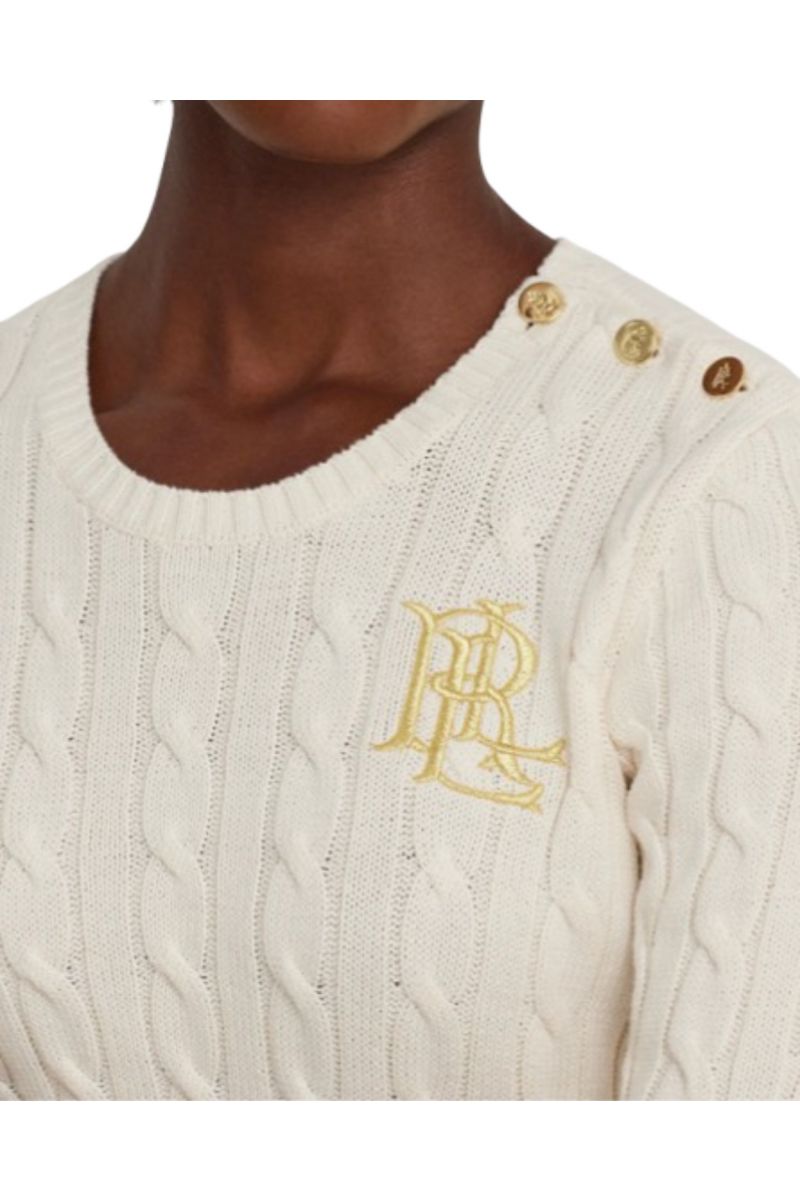 LAUREN RALPH LAUREN GASSED COTTON-SWEATER WINTER CREAM