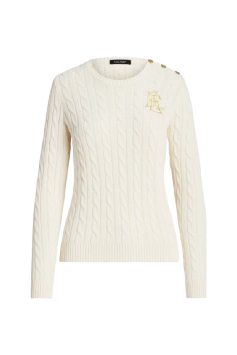 LAUREN RALPH LAUREN GASSED COTTON-SWEATER WINTER CREAM