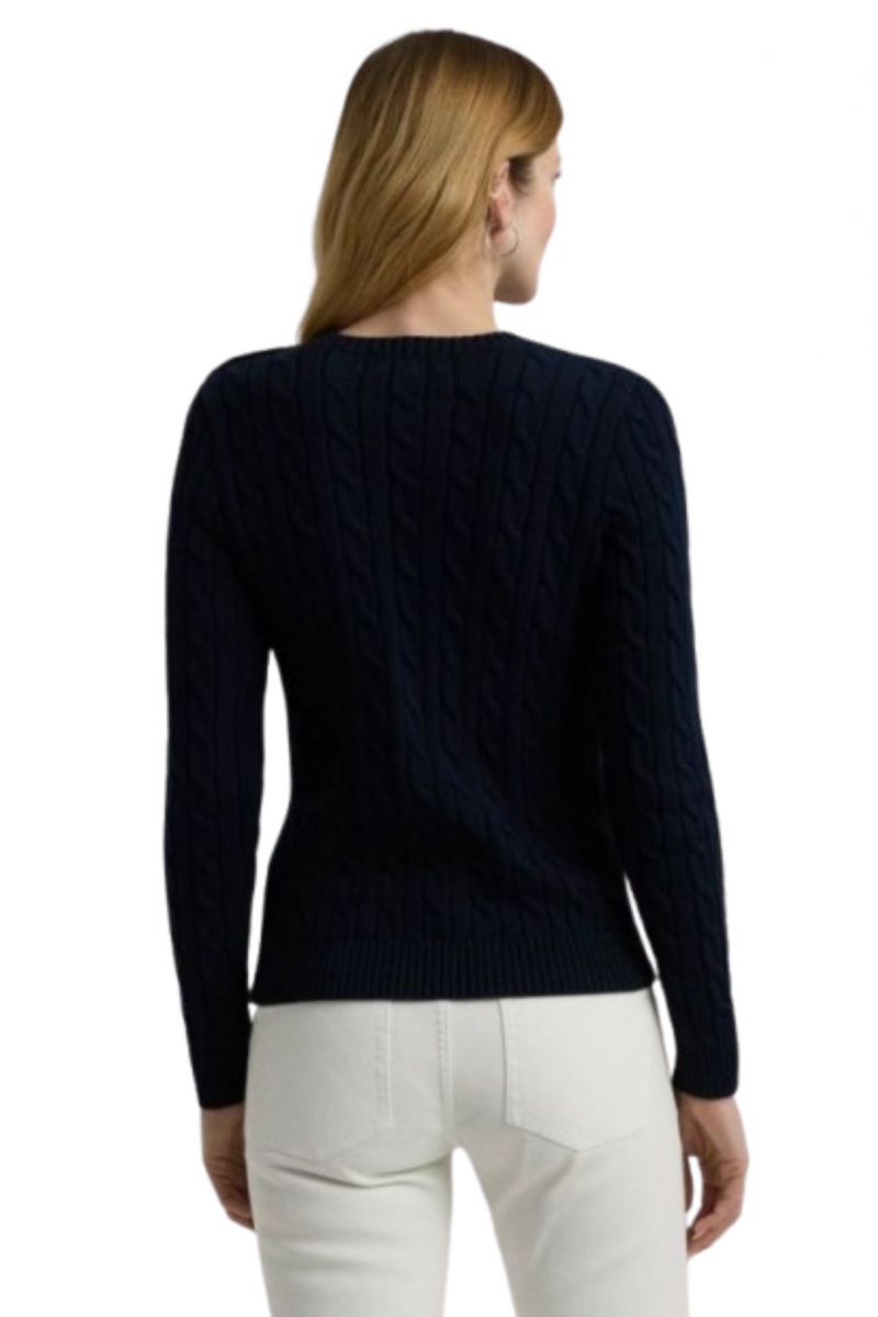 LAUREN RALPH LAUREN GASSED COTTON-SWEATER NAVY BLUE