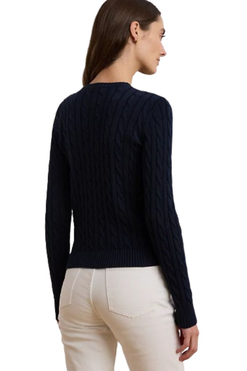 LAUREN RALPH LAUREN GASSED COTTON-CARDIGAN NAVY BLUE