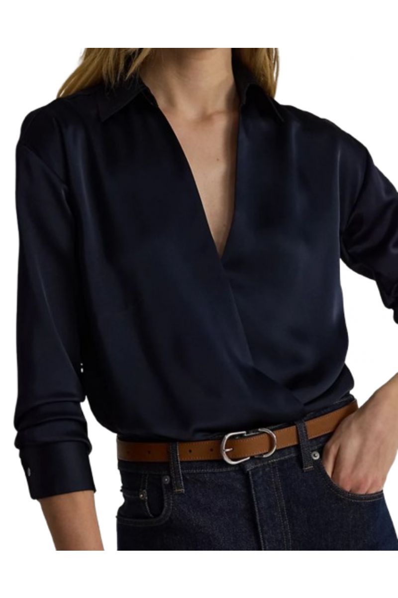 LAUREN RALPH LAUREN SHIRT WT CHARM-TOP NAVY BLUE