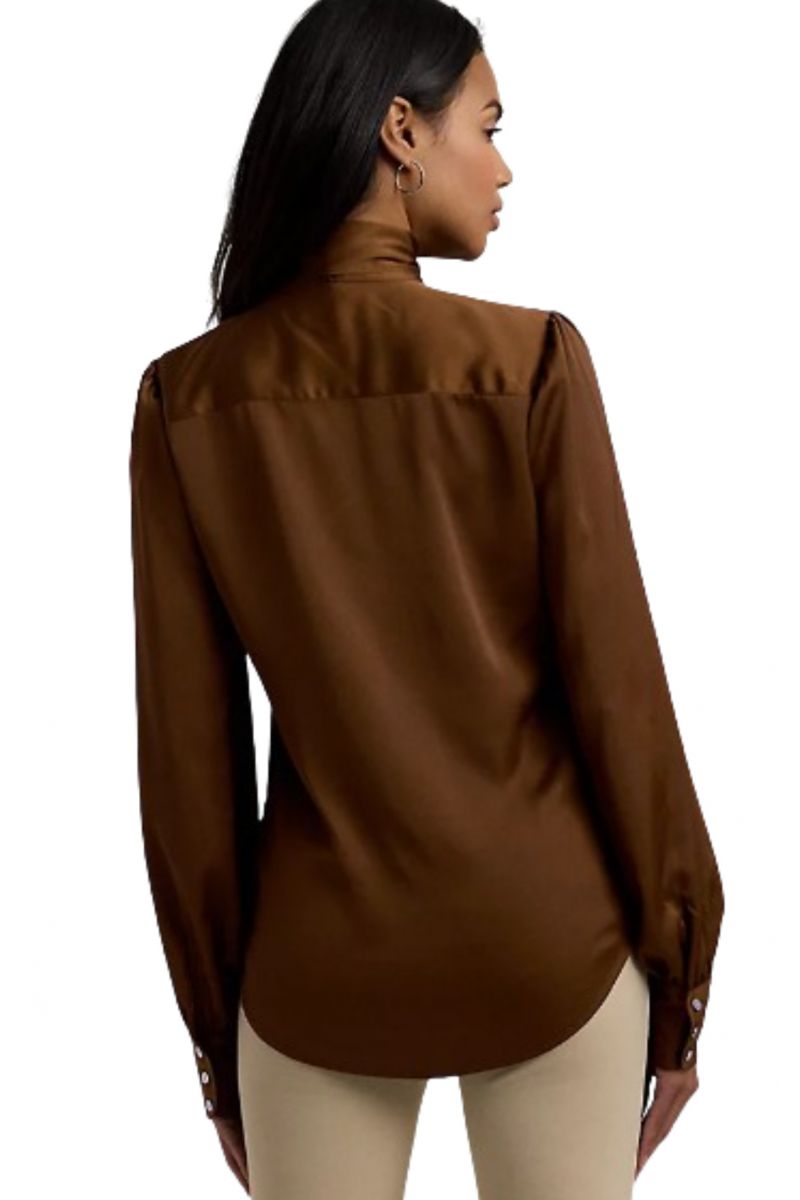 LAUREN RALPH LAUREN FTWT SATIN FC CREPE-SHIRT BROWN