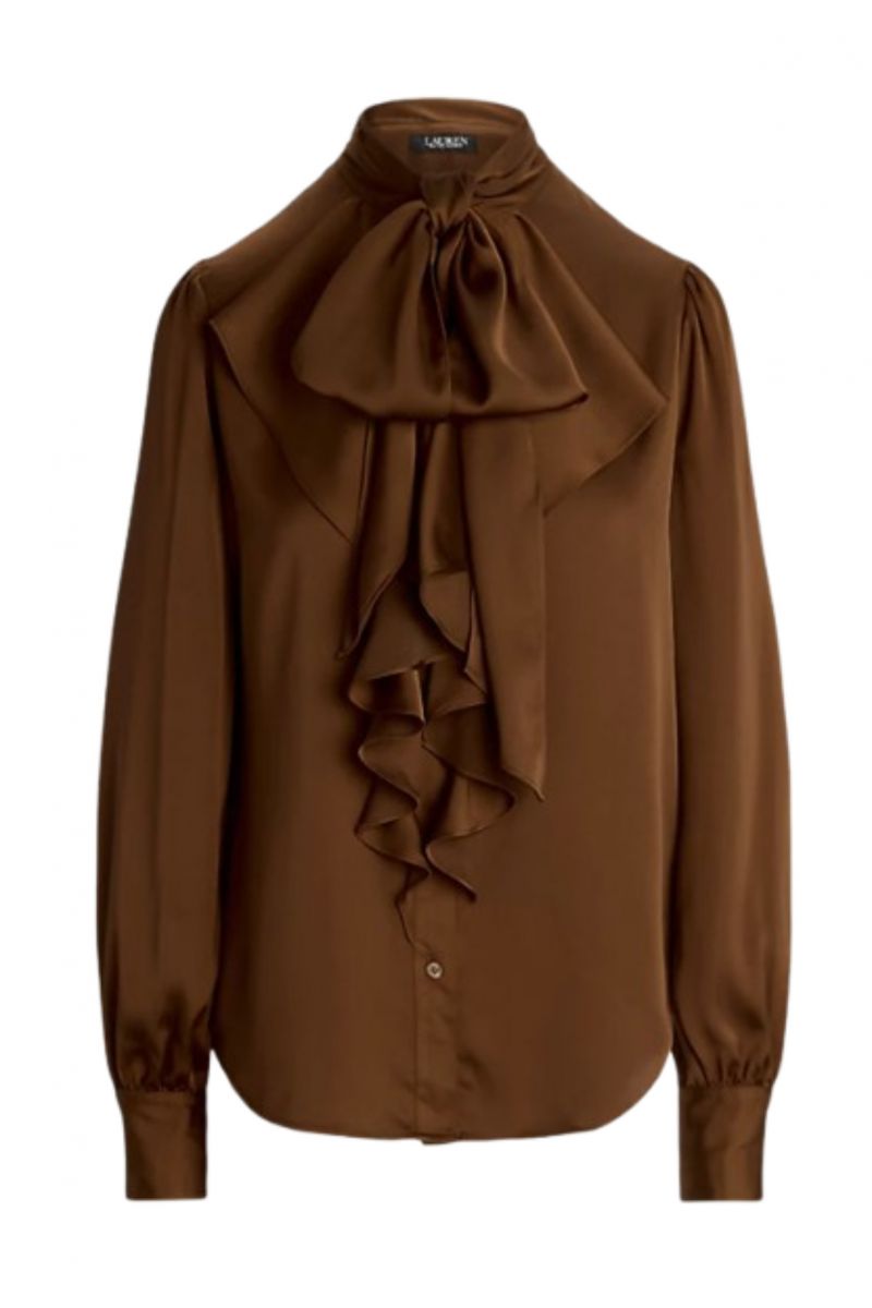 LAUREN RALPH LAUREN FTWT SATIN FC CREPE-SHIRT BROWN