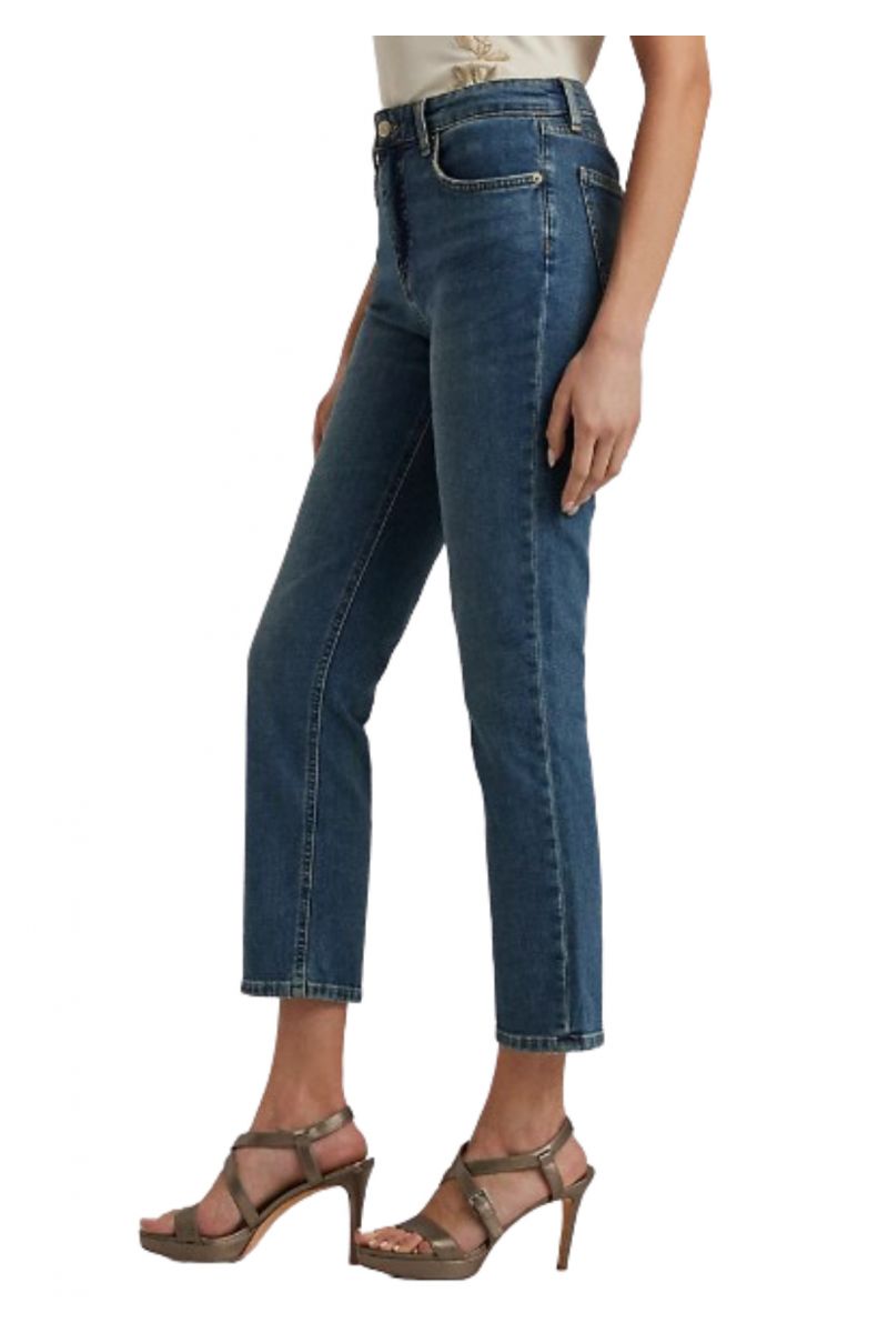 LAUREN RALPH LAUREN LOW STR DENIM MED BLUE