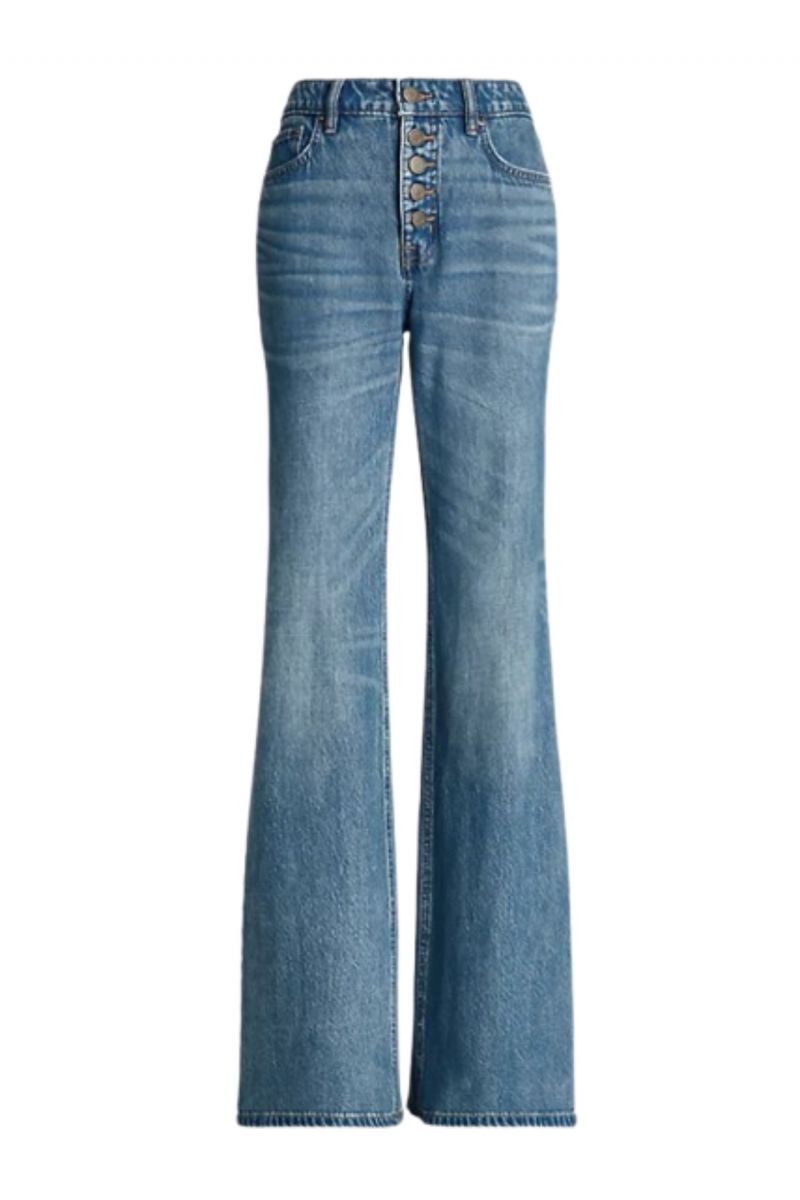 LAUREN RALPH LAUREN 3X1 RIGID DENIM JEAN MEDIUM BLUE